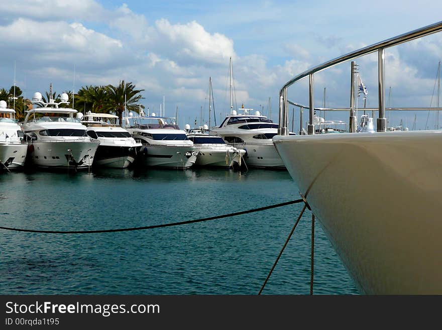 A view of boats or yachts in a Marina. A view of boats or yachts in a Marina