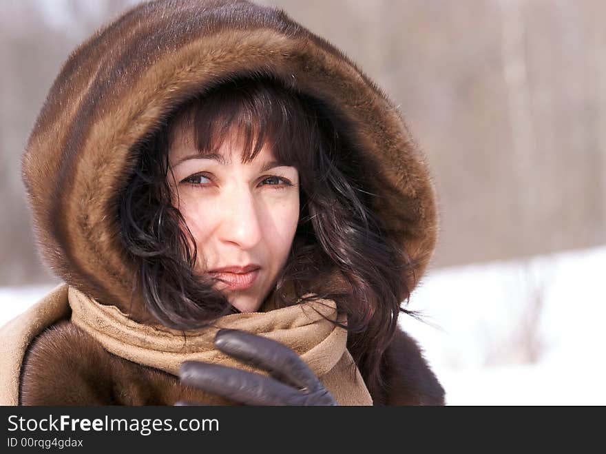 Young woman in the fur. Young woman in the fur