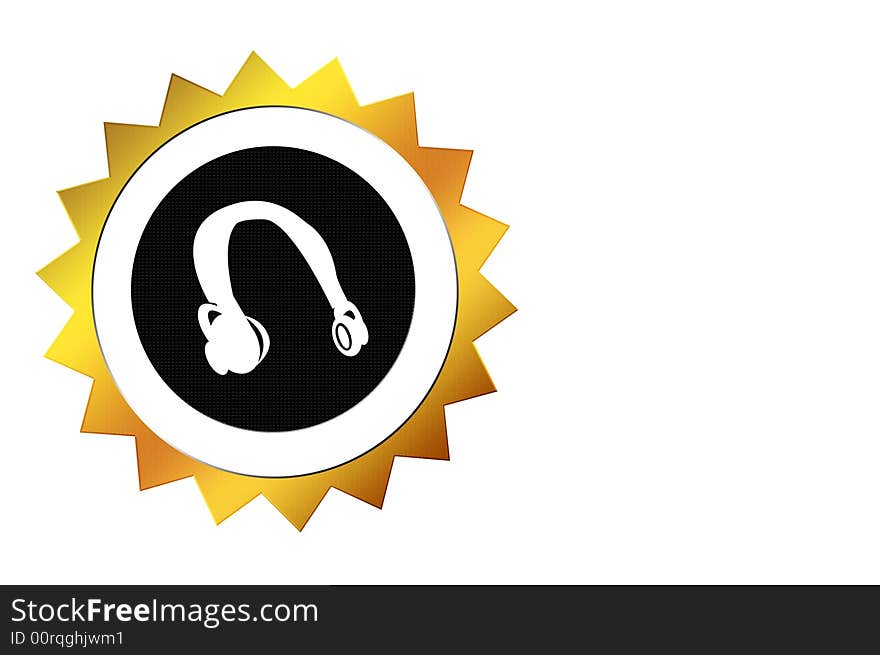 Illustration of a seal with a headphone icon. Illustration of a seal with a headphone icon