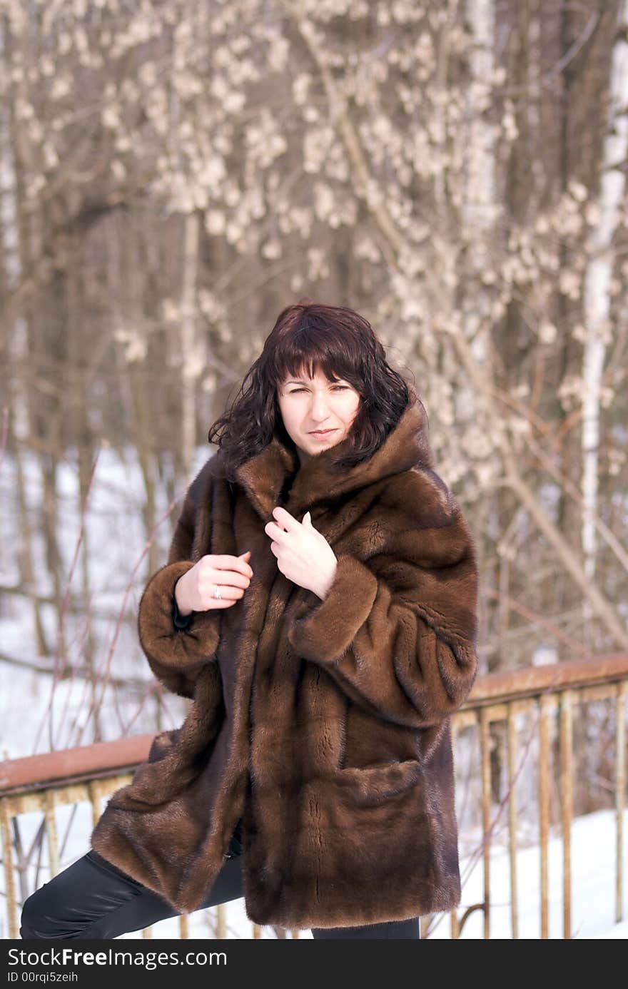 Young woman in the fur. Young woman in the fur