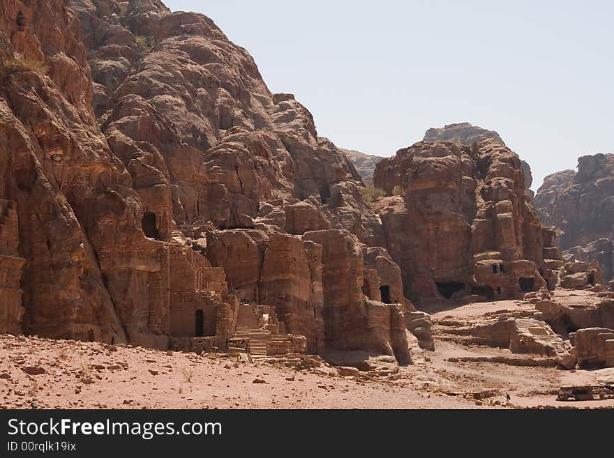 Tombs and caves in Petra, Jordan