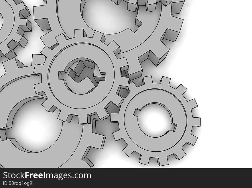 Isolated cogwheels - business network - illustration