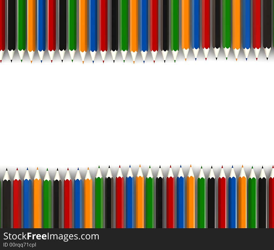 Coloured pencils - 3d render - isolated on white background