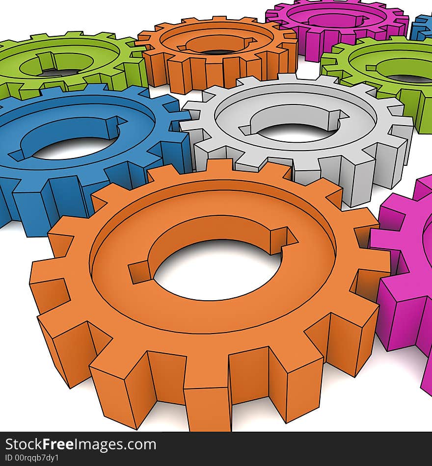 Cogwheels - business network - 3d illustration