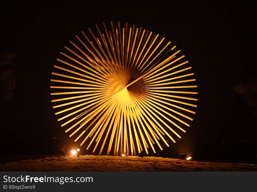 A specially designed statue stands on the ground. A specially designed statue stands on the ground.