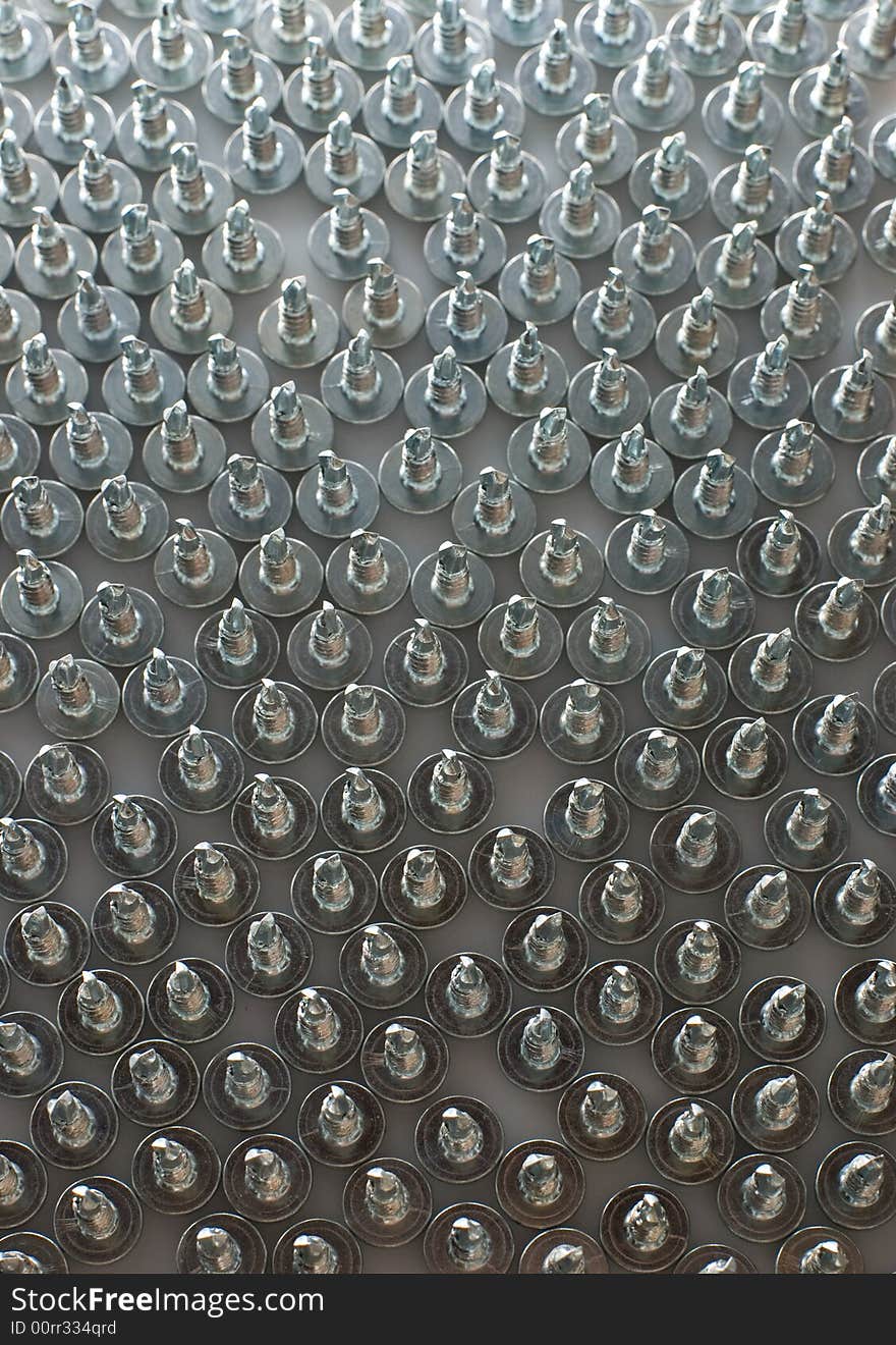 Screws macro on grey background