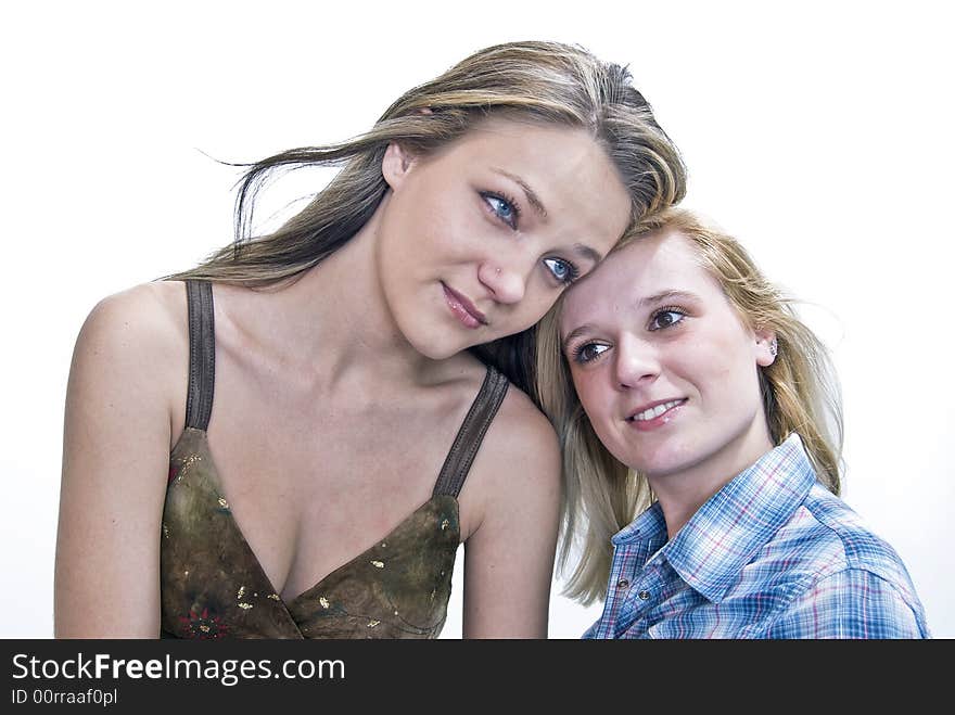 Two friends posing in studio