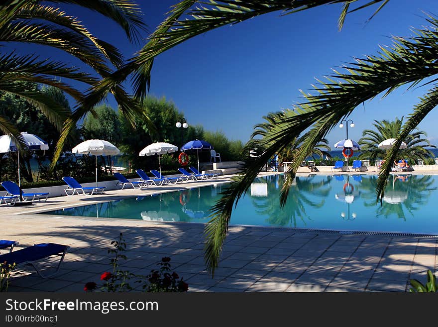 Swimming pool of the hotel of Kassandra.