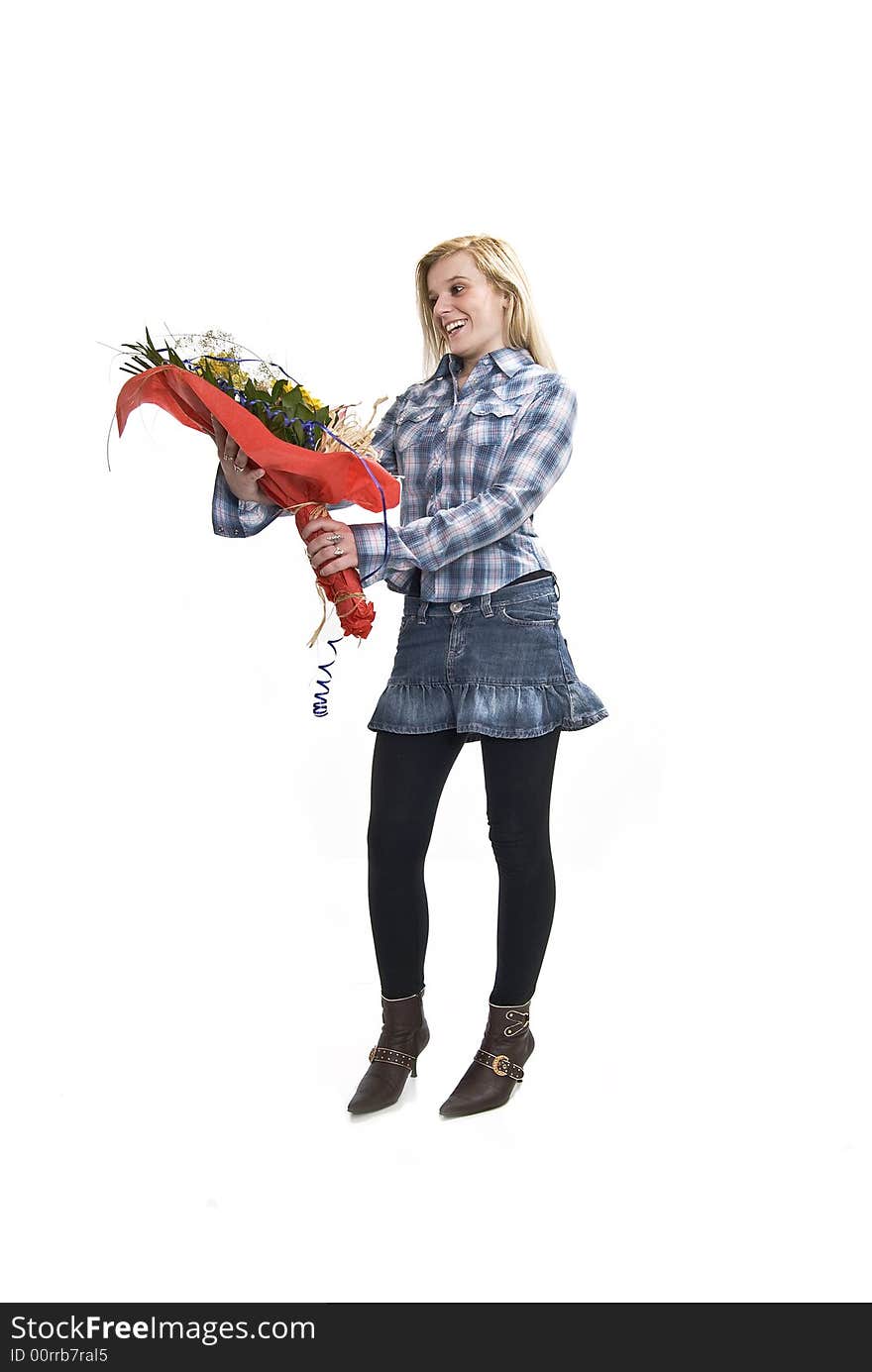 Young girl holding her flowers