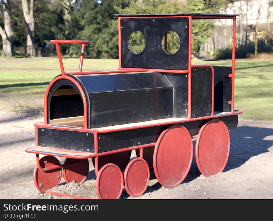 Train standing on plyground for kids. Train standing on plyground for kids