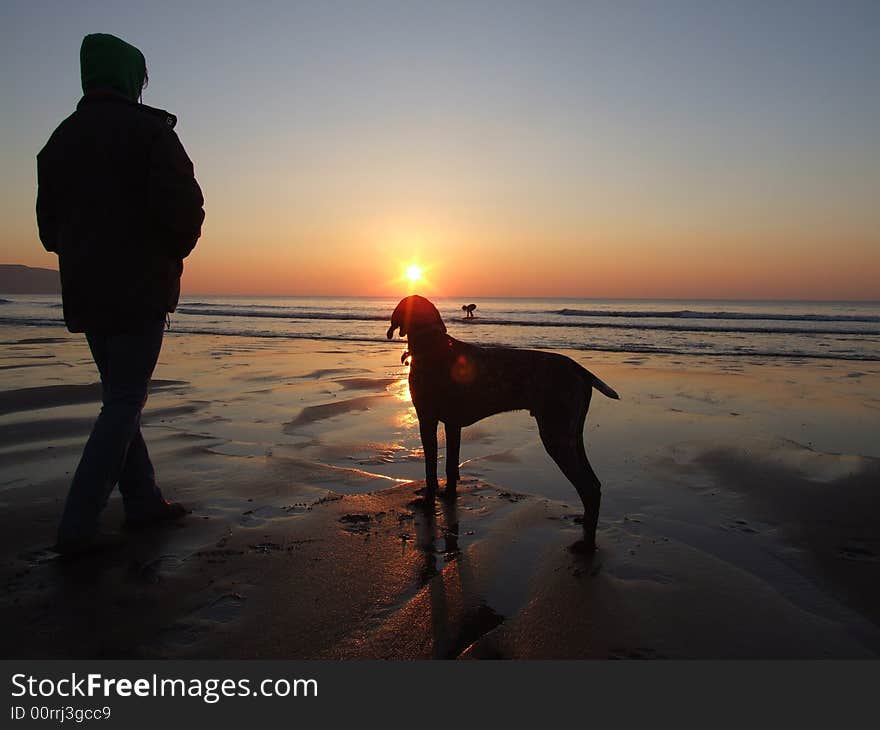 Sunset & people by the sea in Cornwall UK. Sunset & people by the sea in Cornwall UK