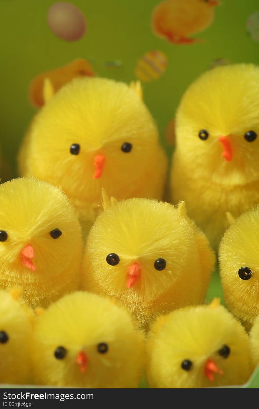 Artificial group of easter yellow chicks. Artificial group of easter yellow chicks.