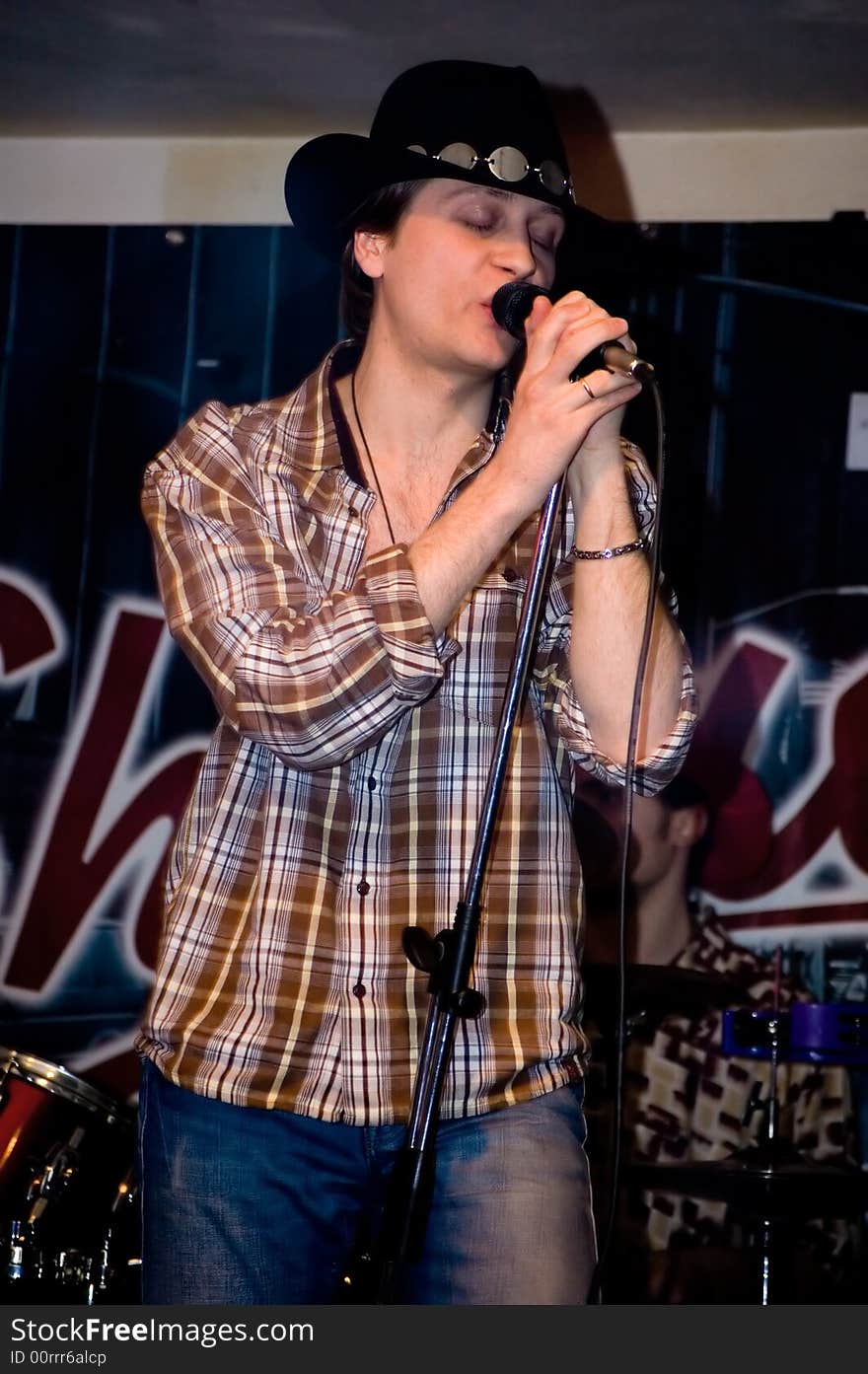 Singer with a microphone