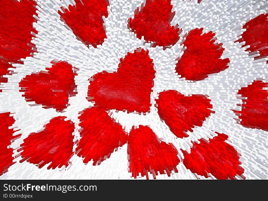 Red hearts background