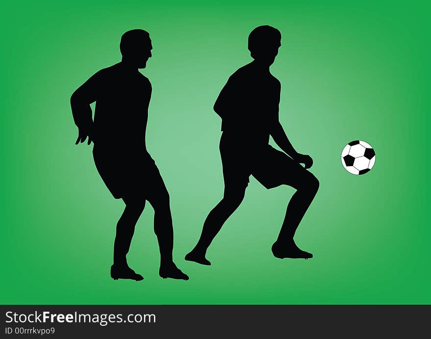 Football silhouette on green background