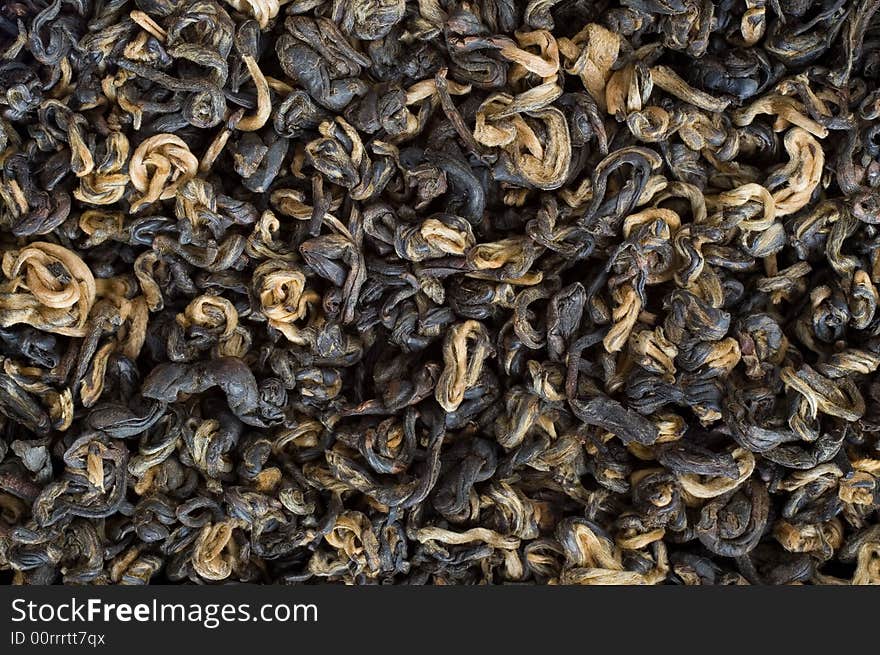 Leaves of first-class black tea. Leaves of first-class black tea