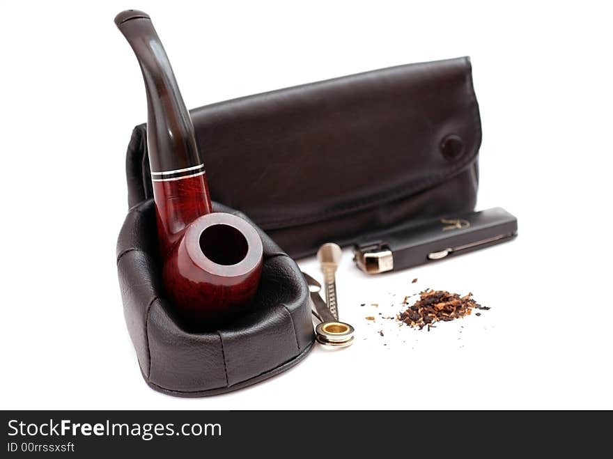 Tobacco pipe on white background