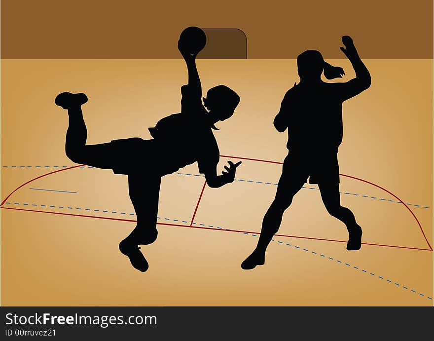 Silhouette of handball player