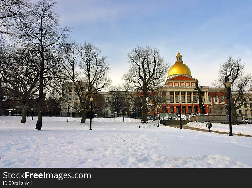 Stock image of a snowing winter at Boston, Massachusetts, USA. Stock image of a snowing winter at Boston, Massachusetts, USA