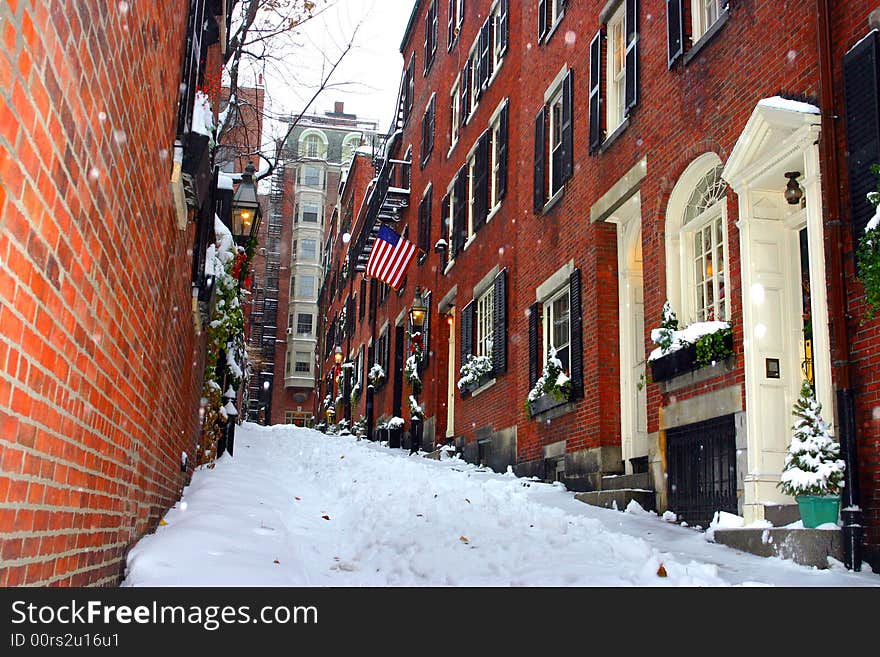 Stock image of a snowing winter at Boston, Massachusetts, USA. Stock image of a snowing winter at Boston, Massachusetts, USA