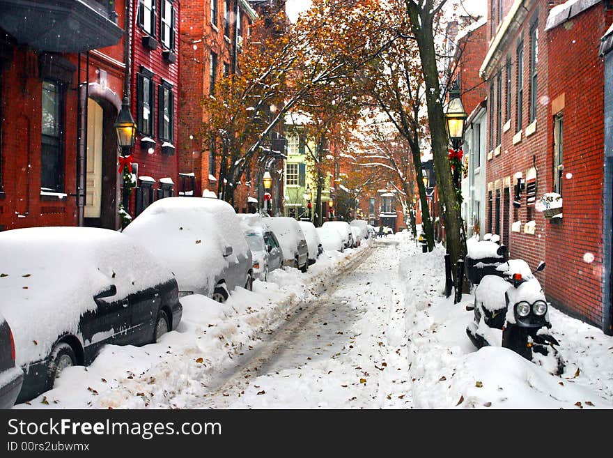 Stock image of a snowing winter at Boston, Massachusetts, USA. Stock image of a snowing winter at Boston, Massachusetts, USA