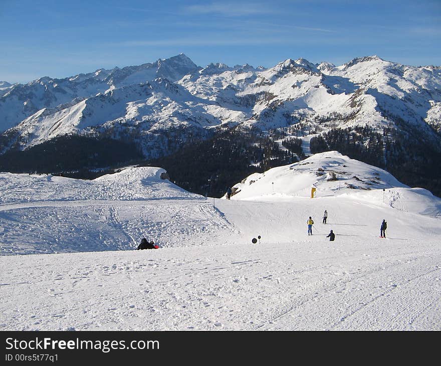 Long and beautiful ski run. Long and beautiful ski run