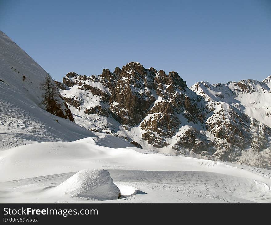 On the top of a rocky mountain in italy. On the top of a rocky mountain in italy