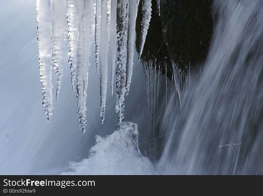 Icicle and waterfall