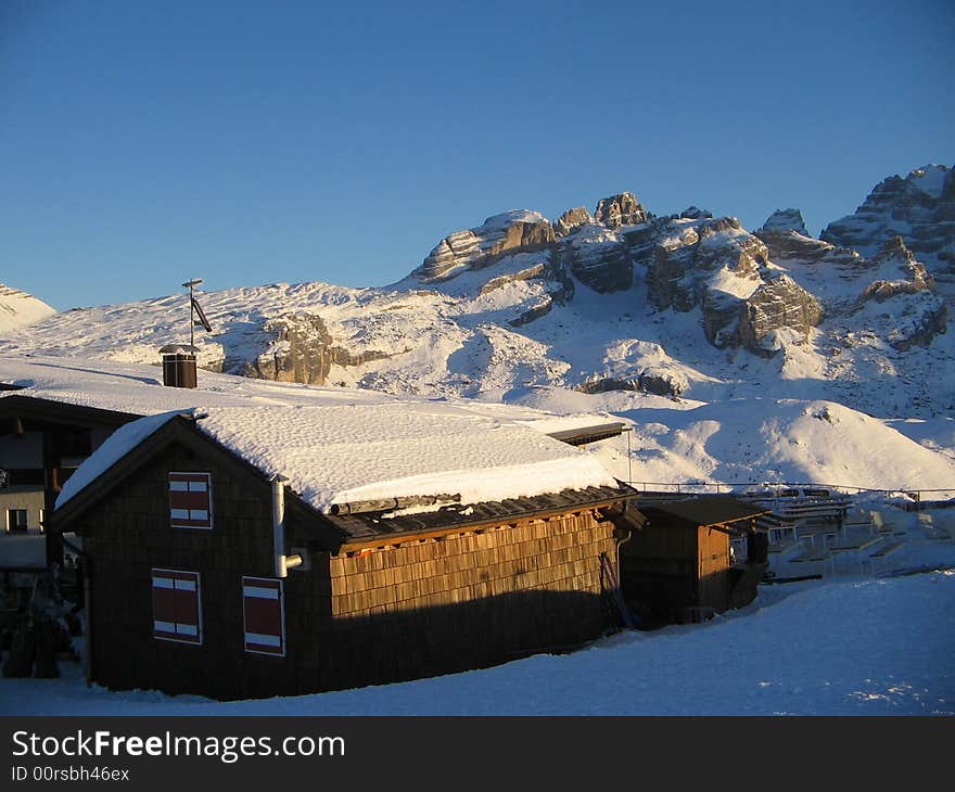 Beautiful snowscape with a chalet