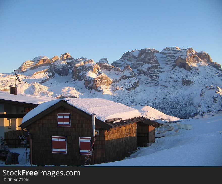 Beautiful snowscape with a chalet