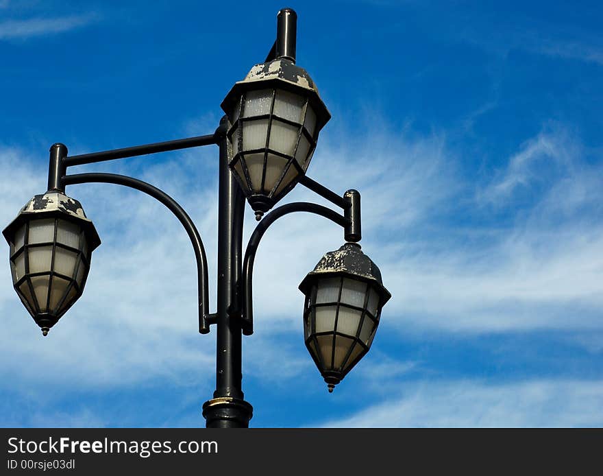 Street lamp in marina Old Akko (Acre)