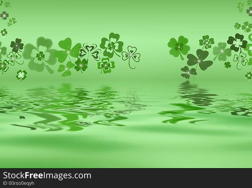 Fun shamrocks reflected in ripples. Fun shamrocks reflected in ripples.