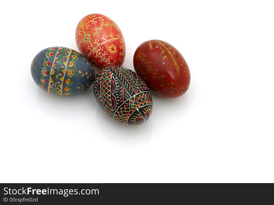 Easter eggs on white background