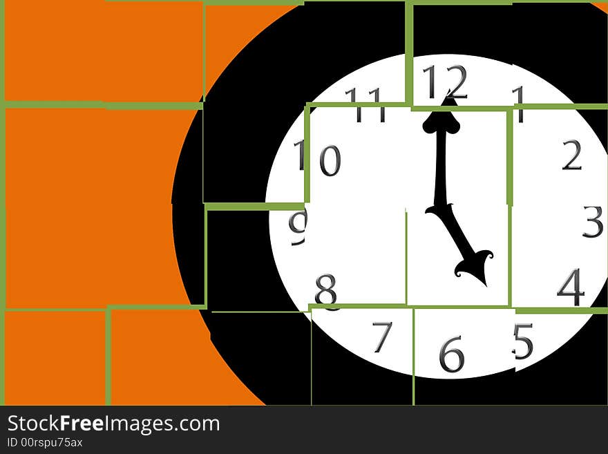 A simple illustration of a clock with the hour and minute hands at five o'clock. A simple illustration of a clock with the hour and minute hands at five o'clock