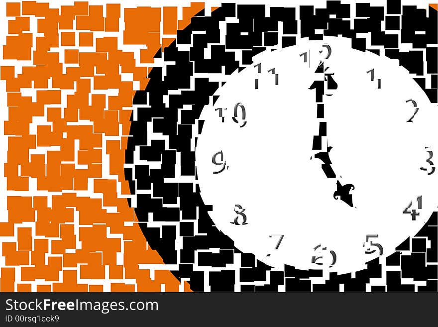 A simple illustration of a clock with the hour and minute hands at five o'clock. A simple illustration of a clock with the hour and minute hands at five o'clock