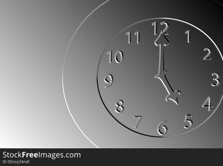 A simple illustration of a clock with the hour and minute hands at five o'clock. A simple illustration of a clock with the hour and minute hands at five o'clock