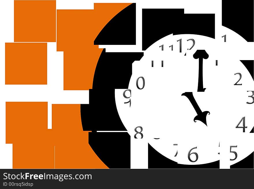 A simple illustration of a clock with the hour and minute hands at five o'clock. A simple illustration of a clock with the hour and minute hands at five o'clock