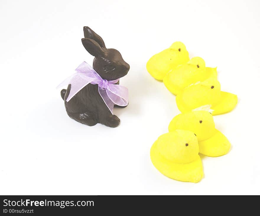 Chocolate Easter Bunny With Chicks