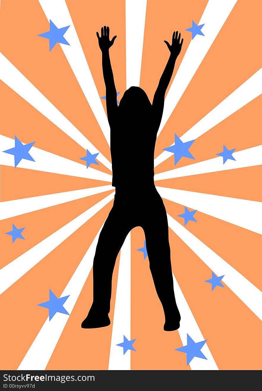 Illustration of a woman silhouette with an orange background