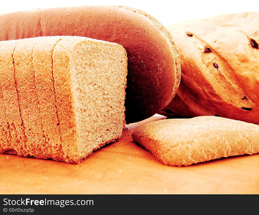 Bread on the white background