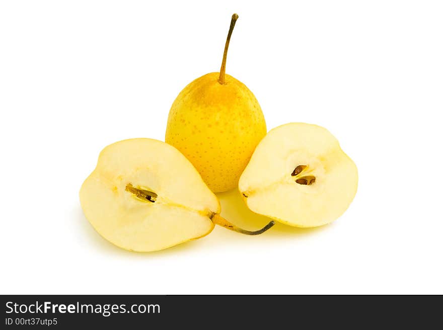 Photo of two pears on a white background. Photo of two pears on a white background