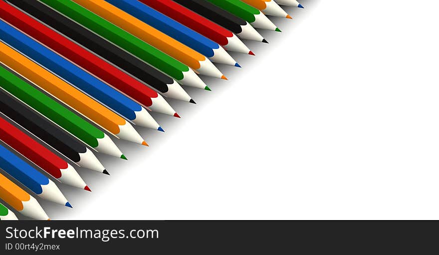 Coloured pencils - 3d render - isolated on white background