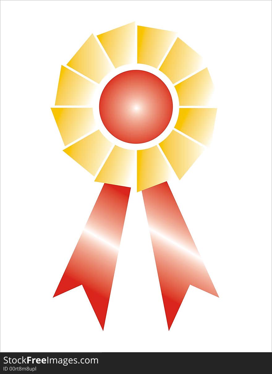 Award ribbon badge shaded illustration with white background