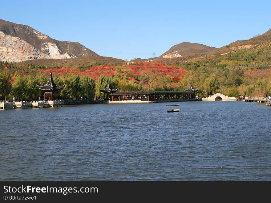 Beijing China Botanical nature colorful Beautiful red lake