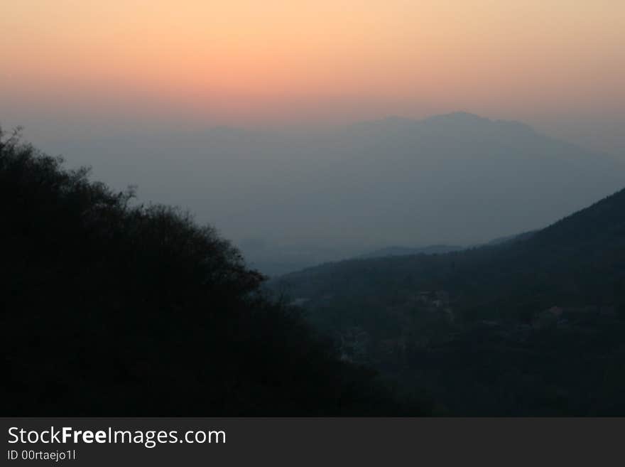 Sunset Mountains Evening Beijing China