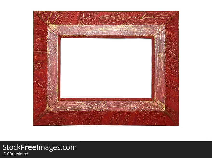 The old cracked red framework on a white background.