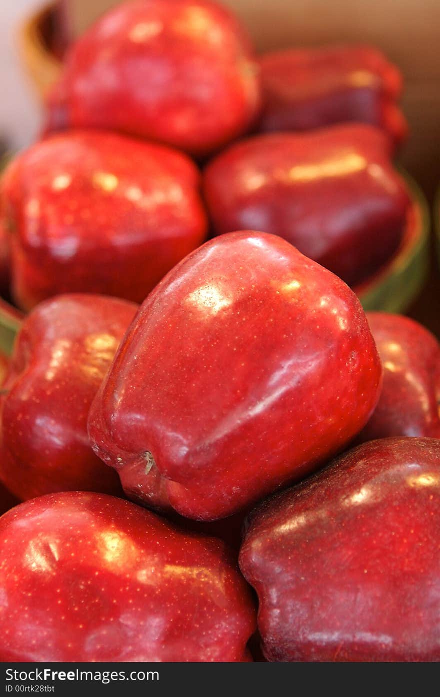 Apple for sale in a basket on a open air market stall