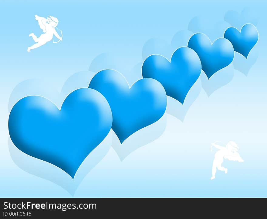 Blue hearts background as symbol of love. Blue hearts background as symbol of love