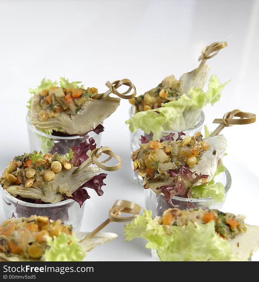 A Japanese platter isolated on a white background. A Japanese platter isolated on a white background