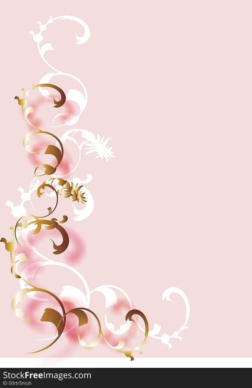 Pink background with a vegetative ornament